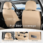 Coverado Full Set Leather Car Seat Covers, Waterproof Faux Leather Seat Covers, Beige Car Seat Protectors, 5 Seats, Universal