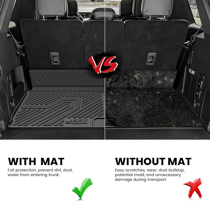LASFIT Floor Mats&Cargo Backrest Mat for 7&8 Seats Ford Expedition Standard & Lincoln Navigator Standard 2025 2026,Costom Fit All Weather Protection TPE Easy Clean Floor Liners,4pcs.