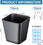 Namalu 12 Pack Peg Board Storage Bins with Labels and Hooks Square Box Shape Pegboard Cup Holder Accessories Pegboard Organiz