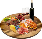 30'' Acacia Wooden Lazy Susan with 360 Rotation for Dining Table Top,Extra Large Wooden Serving Tray with Heavy Duty Rotating