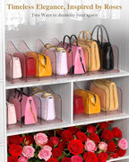 SURETIVIAN Rose Purse Dividers for Closet, 2 Pack Clear Clutch Purse Closet Organizers, Adjustable Handbag Storage Organizers