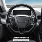 3-Piece Carbon Fiber Steering Wheel Cover for Ford Mustang Mach-E 2021-2026, Custom Fit Clip-On Quick Installation Ultra-Thin Interior Car Accessories for Men Women(Matte Black)