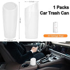 Car Trash Can, Mini Car Trash Bin with Lid, Leakproof Cup Holder Car Garbage Can with 20 Trash Bags, Vehicle Front Back Seat Organizers and Storage for Car, Home, Office, White