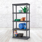 Sterilite 2-Pack 5 Shelf Unit, Heavy-Duty Shelving Storage Rack for Home and Garage, Gray - Multipurpose Plastic Organizer Sh