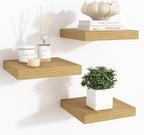 Fun Memories Floating Shelves for Wall - 7.5 Inch Square Shelves with Invisible Brackets, Small Wall Shelf for Living Room, B