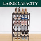 Smiry Small Bamboo Shoe Rack 5-Tier, Stackable Wooden Shoe Organizer for Entryway & Closet, Free Standing Wood Shoe Storage S