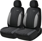 Coverado Seat Covers for Car 2 Seats, Leather Car Seat Covers Fullset, Breathable Mesh Front and Rear Protectors, Grey Luxury