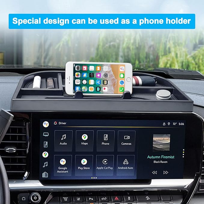 EDBETOS Center Console Dashboard Organizer Compatible with 2022-2024 2025 2026 Chevy Silverado/GMC Sierra 1500,(24-26) 2500HD/3500HD Accessories Dash Storage Insert Tray, Fit 13.4-inch Screen Only