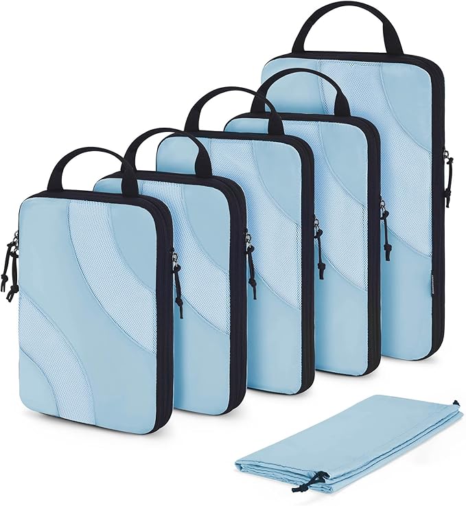 BAGSMART Compression Packing Cubes, 6 Set/4 Set/2 Set Travel Packing Cubes for Carry on Suitcases, Compression Suitcase Organ