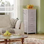 Somdot Dresser for Bedroom with 4 Drawers, Storage Organizer Chest of Drawers with Removable Fabric Bins for Closet Bedside L