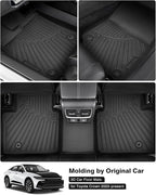 Powerty Floor Mats for 2023 2024 2025 2026 Toyota Crown Accessories All Weather Floor Liner 3D TPE 1st & 2nd Row Floor Mat Heavy-Duty Floor Liners