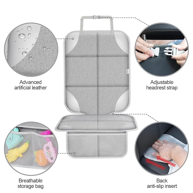 Meolsaek Car Seat Protector for Child Car Seat, Durable 600D Fabric Waterproof Car Seat Cover with Thick Pad Non-Slip Backing