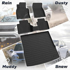 Sunsdrew Floor Mats Set for 2023-2026 Mazda CX-50 (Not for Hybrid), All Weather Floor Liners & Rear Cargo Trunk Mat for CX50 Accessories TPE Rubber Raised Edge, 4PCS