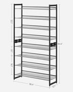 SONGMICS Shoe Rack, 8-Tier Shoe Organizer, Metal Rack for Garage, Set of 2, 4-Tier Stackable Shelf, with Adjustable Flat or A