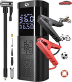Jump Starter with Air Compressor, Jump Box Car Battery, Portable Jump Starter with LCD Display, Smart Jumper Cables, LED Light