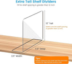 OKPOW Shelf Dividers Closet Organizer - 12" Tall X 11.8" Deep Acrylic Clear Sturdy Separate for Clothes Purse - Adjustable Sp