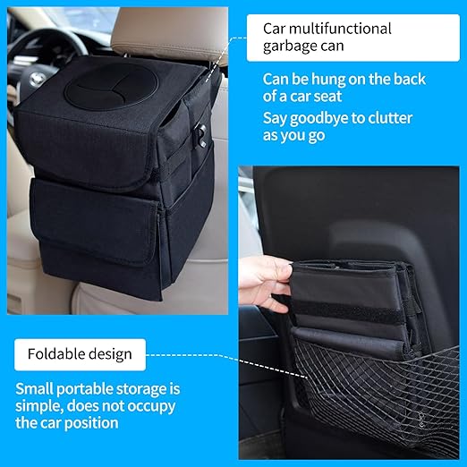 Car Trash Can，Two-Pack Large and Small Combination Hanging Detachable Foldable Car Trash Can，100% Waterproof Suitable for SUV, Sedan, Truck Multi-Purpose Storage Box