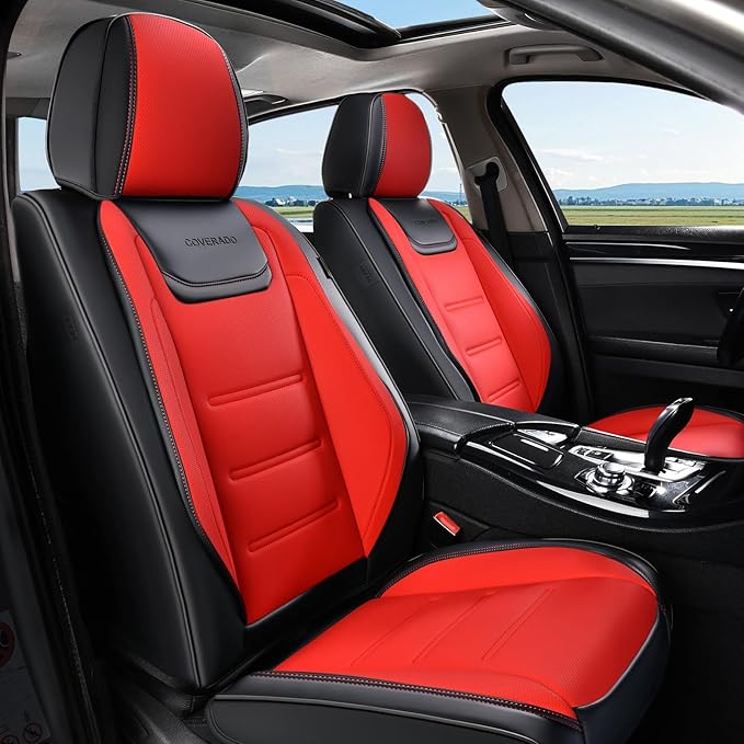 Coverado Car Seat Covers, Front Covers for Cars, Car Seat Cover Front Seats, Car Seat Protector Waterproof, Leather Car Seat 