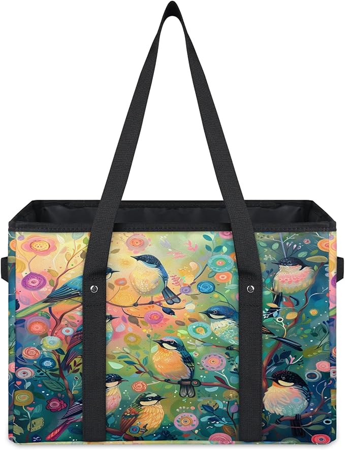 Reusable Grocery Bag, Foldable Large Shopping Tote Bag for Groceries Kitchen Picnic Car Trunk