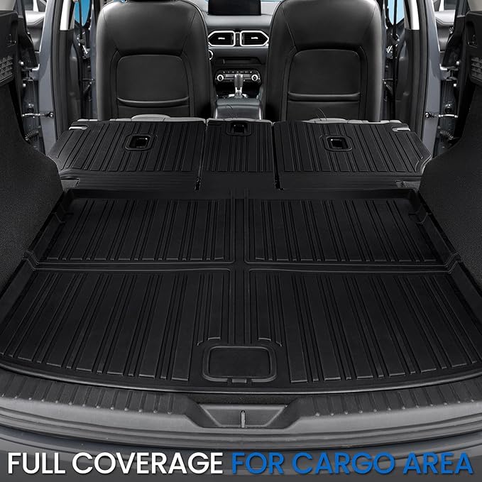 Cargo Mat Backrest Mats for 2017-2025 Mazda CX-5, All Weather TPE Backrest Mat Trunk Mat Cargo Liner Storage Mats Accessories for CX5 (Backrest Mats + Cargo Mat+Storage Mats)