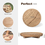 Round Decorative Tray Wood Bathroom Counter Organizer Farmhouse Kitchen Decor Wooden Riser for Soap Dish, Perfume, Candle, Sp
