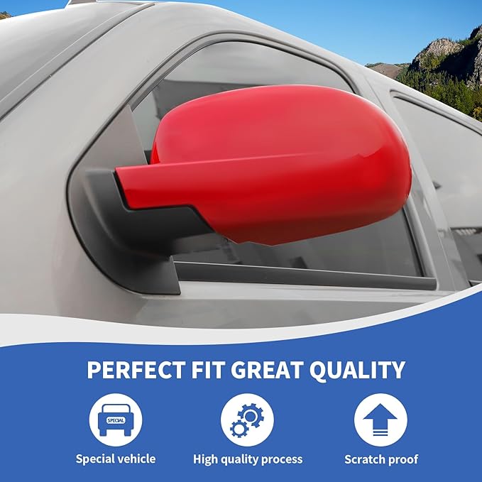 RAZPOY Rearview Mirror Cover Side Mirror Shell Trim Compatible with Chevy Silverado & Suburban & Tahoe & GMC-Yukon & GMC-Sierra & Cadillac Escalade 2007-2013, Red