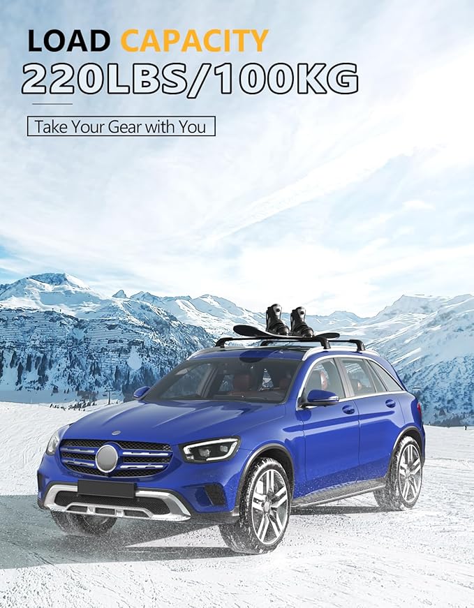 Tuyoung 220lb Lockable Roof Rack Cross Bars Compatible with Mercedes Benz GLC 2016-2022 with Flush Side Rails, Heavy Duty Aluminum Crossbar Cargo Bars Canoe Kayak Snowboard Rooftop Carrier Luggage