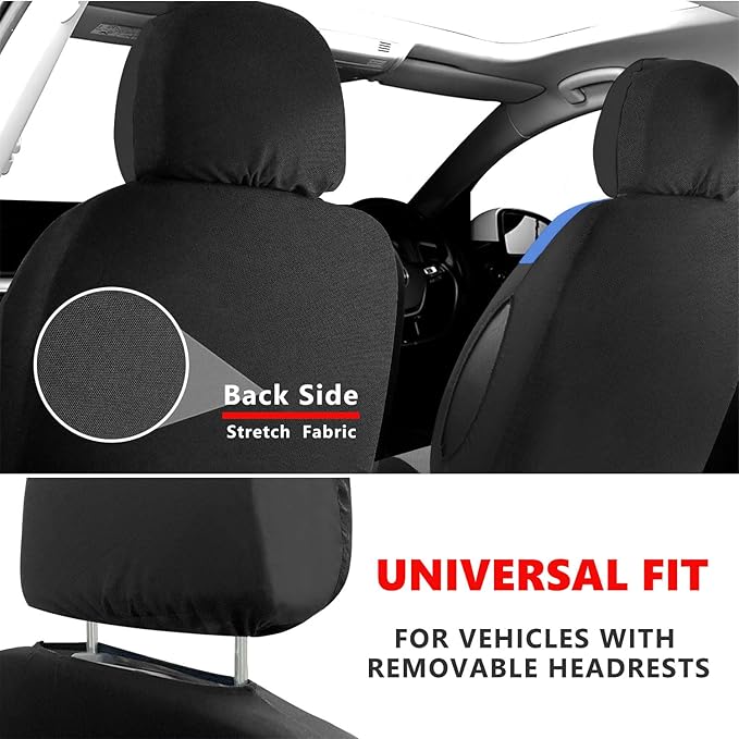 Foneso Car Seat Covers, 100% Breathable with Composite Sponge Inside, Airbag Compatible Universal Fit Accessories Auto for Ca