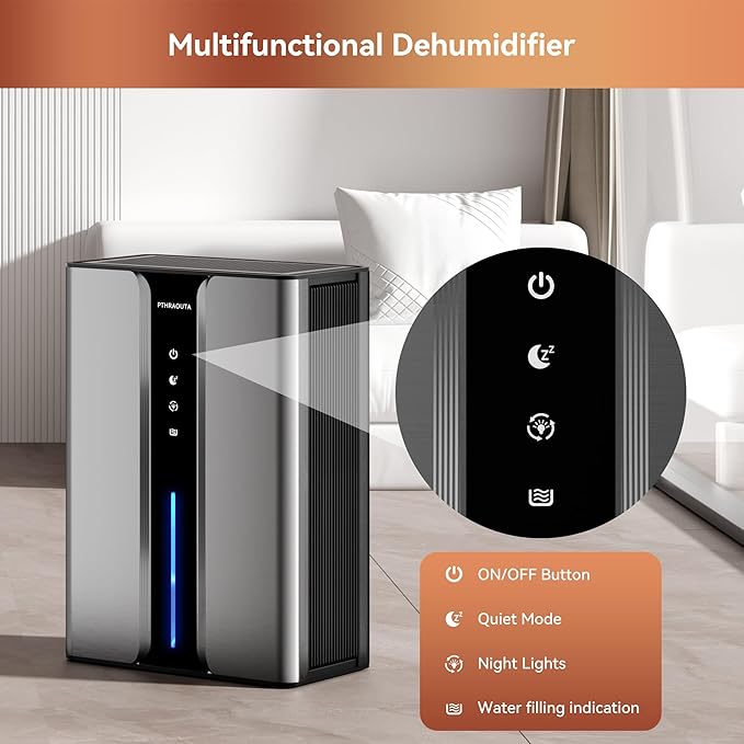 Home Dehumidifier with Drain Hose, (950 sq.ft) 95oz Quiet dehumidifier for Bathroom Bedroom, with Air Reusable Filter Indoor 