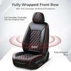 Huidasource Front Seat Covers, Full-Cover Leather Driver Seat Cover, Side Stretch Fabric, Car Interior Front Seat Cover Unive
