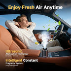 Smart Car Air Freshener with Star Light & 50ml Diffusers Oil Refills, Auto On/Off Aroma Diffuser, 3 Adjustable Mist Modes Rec