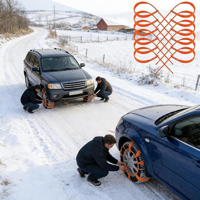 Snow Chains - Universal Non-Slip Portable Snow Traction | Car Winter Tire Traction Chain - for Vacation Holiday Travel Road T