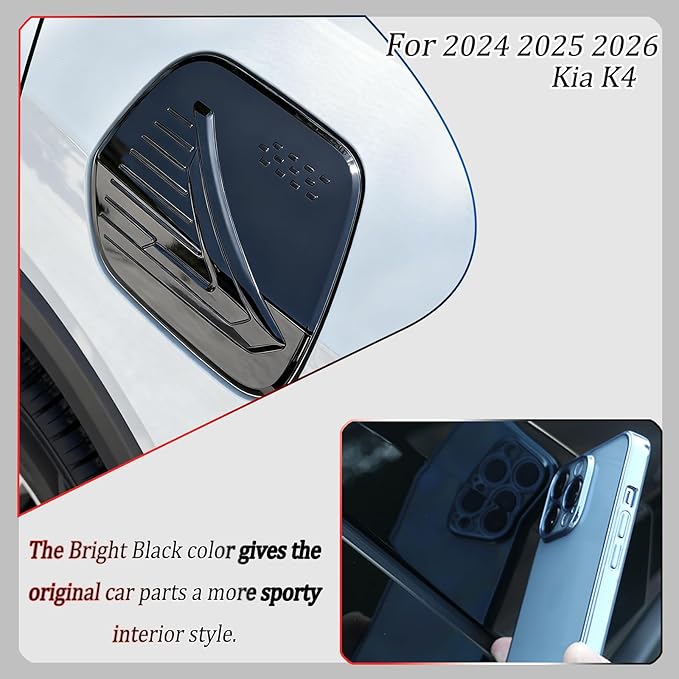 Fuel Tank Cap Cover, for KIA K4 2024 2025 2026, Car Fuel Tank Cap Decoration Accessories - Bright Black