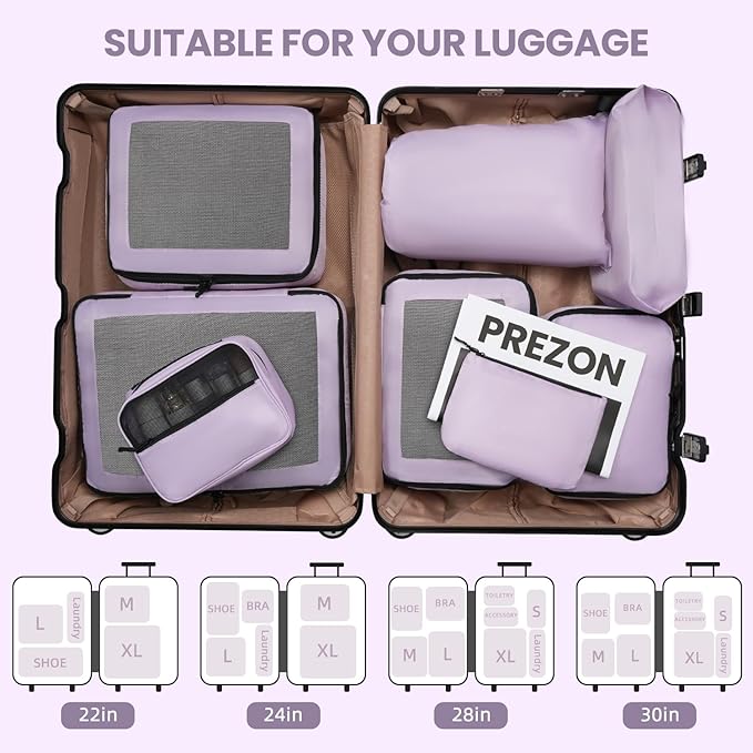 Mesh Packing Cubes for Travel, Durable Luggage Organizer with Sturdy Material and Double Zippers, Comprehensive Set for Trave