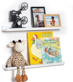 Fun Memories Picture Ledge Shelf, 24 Inch Floating Shelves Set of 2, Nursery Book Shelves for Toys Storage, Kids Bookshelf Wa