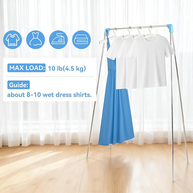 Twist-to-Lock Portable Clothes Drying Rack, Foldable Garment Rack for Travel, Dance Competitions, Collapsible Hanging Rack fo