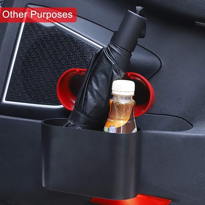 Accmor Car Trash Can with Lid, Mini Vehicle Dustbin Garbage Organizer Bin Holder, Portable Hanging Wastebasket Container for Auto, Home, Office (Red)