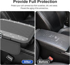 NBTEPEM Bling Gray Car Center Console Cover, Leather Car Arm Rest Cover with 2 Storage Bags, Universal Auto Armrest Protector Storage Box, Bling Accessories Interior for Most Vehicles