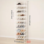 10-Tier Tall Shoe Rack, Adjustable 20-25 Pairs Shoe Shelf Storage Organizer for Entryway Hallway Closet Bathroom Living Room 
