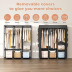 Wardrobe Closet, Portable Closets for Hanging Clothes 19mm Steel Tube Portable Wardrobe Closet for Bedroom, Clothes Rack with