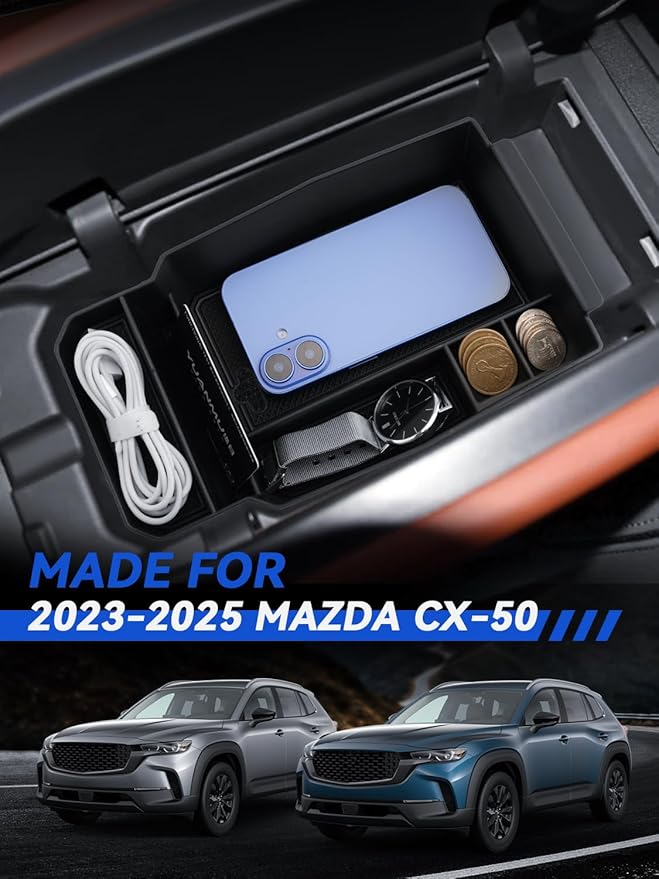 for CX-50 Center Console Organizer 2023 2024 2025 2026 Mazda CX50 Accessories Armrest Tray Middle Storage Box Insert Container Durable ABS Plastic