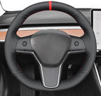 MEWANT Hand Stitched Steering Wheel Cover for Tesla Model 3 2017-2023 / Model Y 2020-2023 for Tesla Model 3/Y Accessories