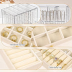 Greenfeather Jewelry Organizer with 7 Removable Drawers, Clear Acrylic Jewelry Box with 40 Necklace Hooks, 120 Pairs of Earri