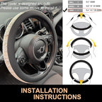PINCTROT Large Size Chenille Leather Steering Wheel Cover, Soft Mottled Colors, Sweat-Proof, Non-Slip Grip, All-Season Comfor