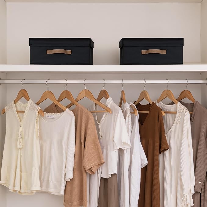 StorageWorks Fabric Storage Bins with Lid, Decorative Storage Boxes for Shelves, Stackable Closet Organizer and Storage Baske