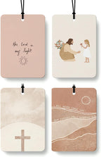 Boho Christian Jesus Air Freshener 4 Pcs, Inspirational Christian Bible Verse Hanging Air Freshener for Cars Closet Drawer Bo