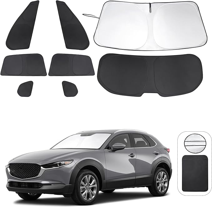 TINGLU Window Shades for Mazda CX-30 2019-2025 2026 Accessories Car Side Full Windows Rear Triangular Windshield Sun Shade Sun UV Rays & Privacy Protection for Camping,Napping,and Relaxing 8PCS
