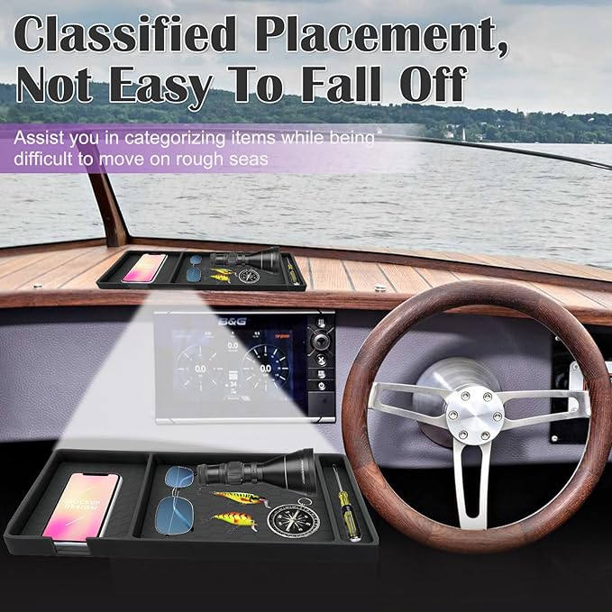 Extra Large Dashboard Mat for Car, 13.4" X 7.8" Anti-Slip Car Dashboard Accessories, Boat Dashboard Rubber Pad Compatible wit