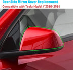 Jaronx Compatible with Tesla Model Y Side Mirror Cover Replacement 2020 2021 2022 2023 2024, Left Driver Side Door Wing Red Rearview Mirror Cover Cap for Tesla Model Y Accessories