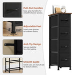 Somdot Narrow Dresser with 4 Drawers, Slim Storage Chest of Drawers with Removable Fabric Drawers for Closet Small Spaces Bat